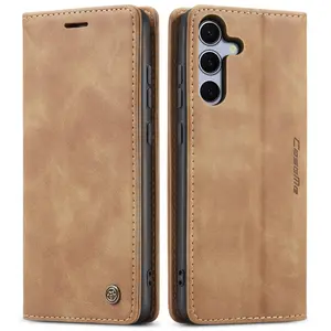 Vintage Matte Leather Phone Case High Quality Card Slot Cash Compartment Business Luxury Flip Cover for Samsung Galaxy S21/S22/S23/S24/S25/S26 Plus/FE/Ultra