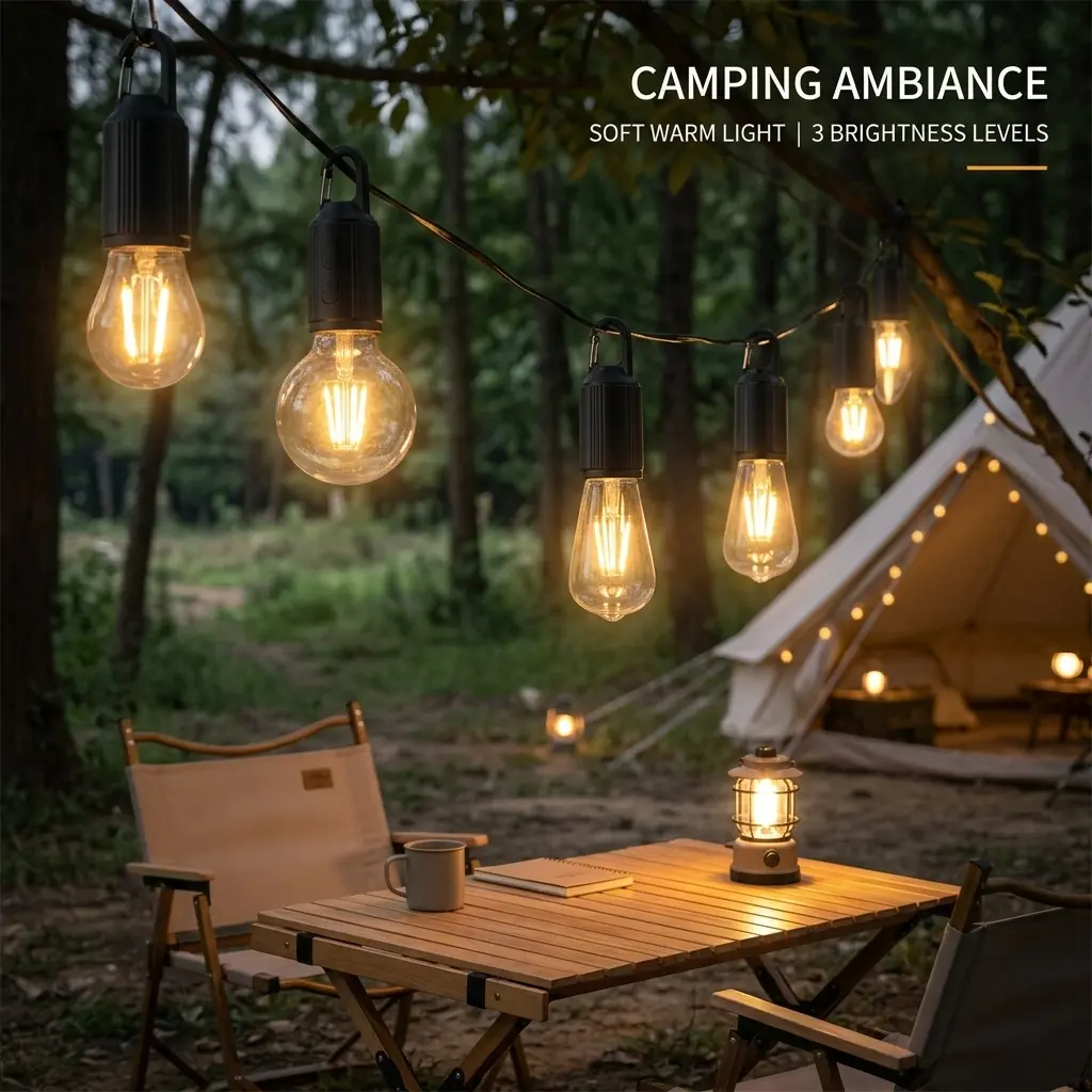 Solar Camping Lamp, 1 piece, equipped with a double charging port via USB-Type-C, suitable for camping, hiking and trekking, as well as for emergency use in case of power outages, Portable Light, Rechargeable Camping Light