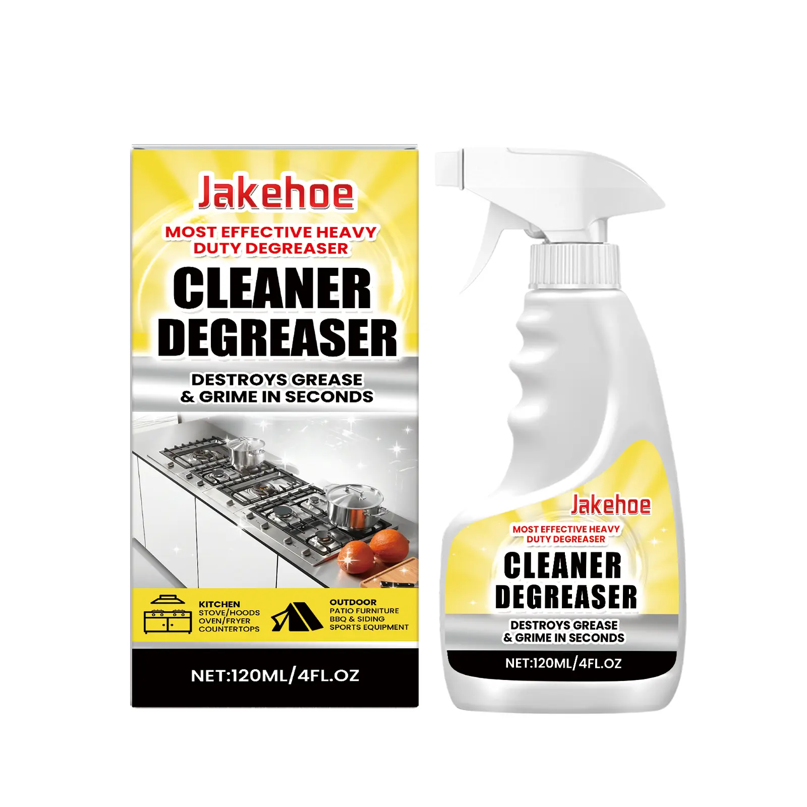 Jakehoe Spray-Based Degreaser Dish Soap - All-Purpose, Multi-Surface, Ready-to-Use Gentle Oil-Removal Cleaner for Household Kitchen, Outdoor Tasks, All-Purpose Dish Soap, Multi-Surface Dish Soap
