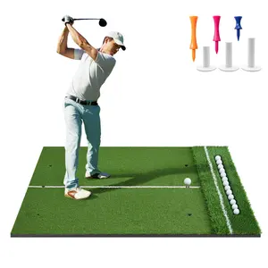 6x4ft Golf Mat, Golf Hitting Mat with Ball Tray,Dual Turf Golf Practice Mat with 10 mm/15 mm Thick Base with 3 Tees for Chipping Swing Driving Training Indoor and Outdoor