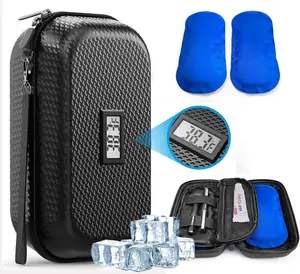 Insulin Cooler Travel Case TSA Approved - Portable Medication Organizer with Thermometer and 2 Ice Packs, Insulated Diabetic Cooler for Travel and Daily Use (Black) Echouswin