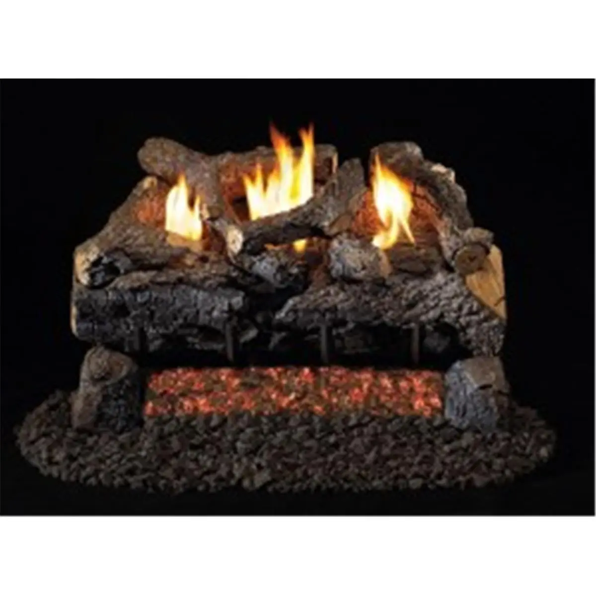 Real Fyre ECV-30 30 in. Fireplace Log Set (1 Set) - Advanced G18 Vent-Free Burner System, Hand-Painted Evening Fyre Charred Split Logs, Wood Chunk Decorative Covers, Dramatic Ember Bed, Fireplace Heat Source