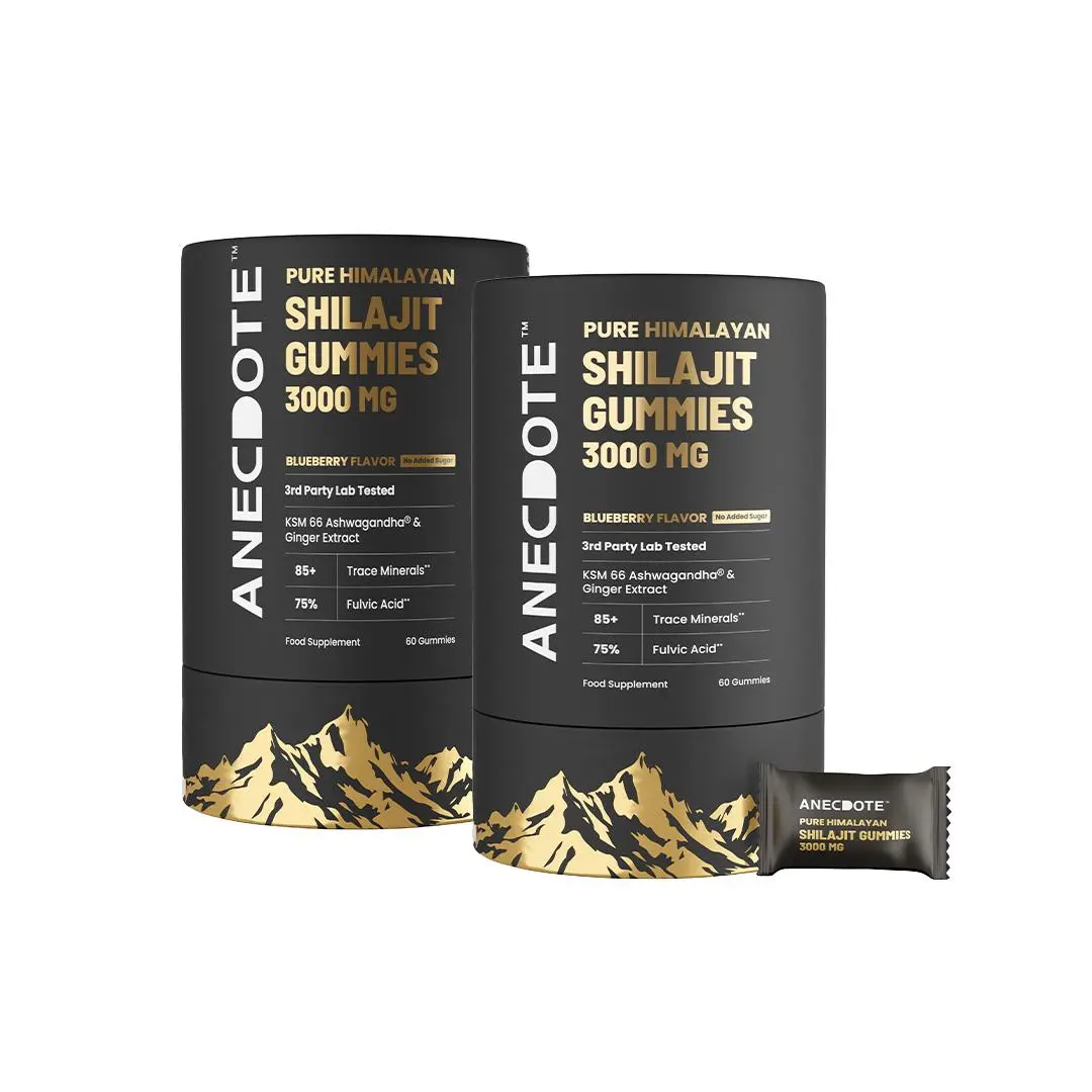 Anecdote Pure Himalayan Shilajit Gummies 3000mg | Boosts Energy & Stamina* | Supports Muscle Strength & Recovery* | Enhances Nutrient Absorption* | 75% Fulvic Acid & 85+ Trace Minerals* | 60 Gummies| Pack of 2