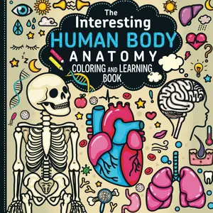 Comicbook-Style Interactive Activity Book for Children, 47-Page Human Body Anatomy Coloring & Learning Book, Interactive Activity Books