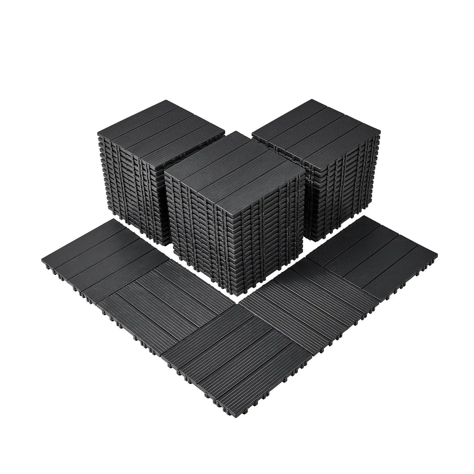 【SummerFinds】VEVOR PP Plastic Interlocking Deck Tiles Set, 54 Pack 11.6x11.6in 54 Sq Ft 0.8in Waterproof Low-Maintenance Slip-Proof All-Weather Outdoor Floors, 440lbs Load Capacity, Easy Assembly for Poolside Patio