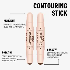 Dodo Diary Dual-Ended Contour Stick, 2-in-1 Highlighter & Contouring Cream Stick, Long Lasting Waterproof Face Shaping Bronzer Stick, Blendable Contour Makeup for Beginners