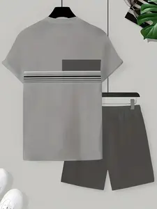 Men's Outdoor Summer Fashion Short Sleeve Round Neck Quick-Dry T-Shirt, Digital Print Retro Stripes, Streetwear Essential