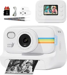 Kids Camera fun,1080P Instant Digital Print Camera for Kid, Christmas Birthday Gifts for 4 5 6 7 8 9 10 Year Old Girls Boys age, Portable Toy with 8GB SD Card &4 Rolls Printing Paper mini pixel selfie photography deals travel video hd screen Dual-Lens