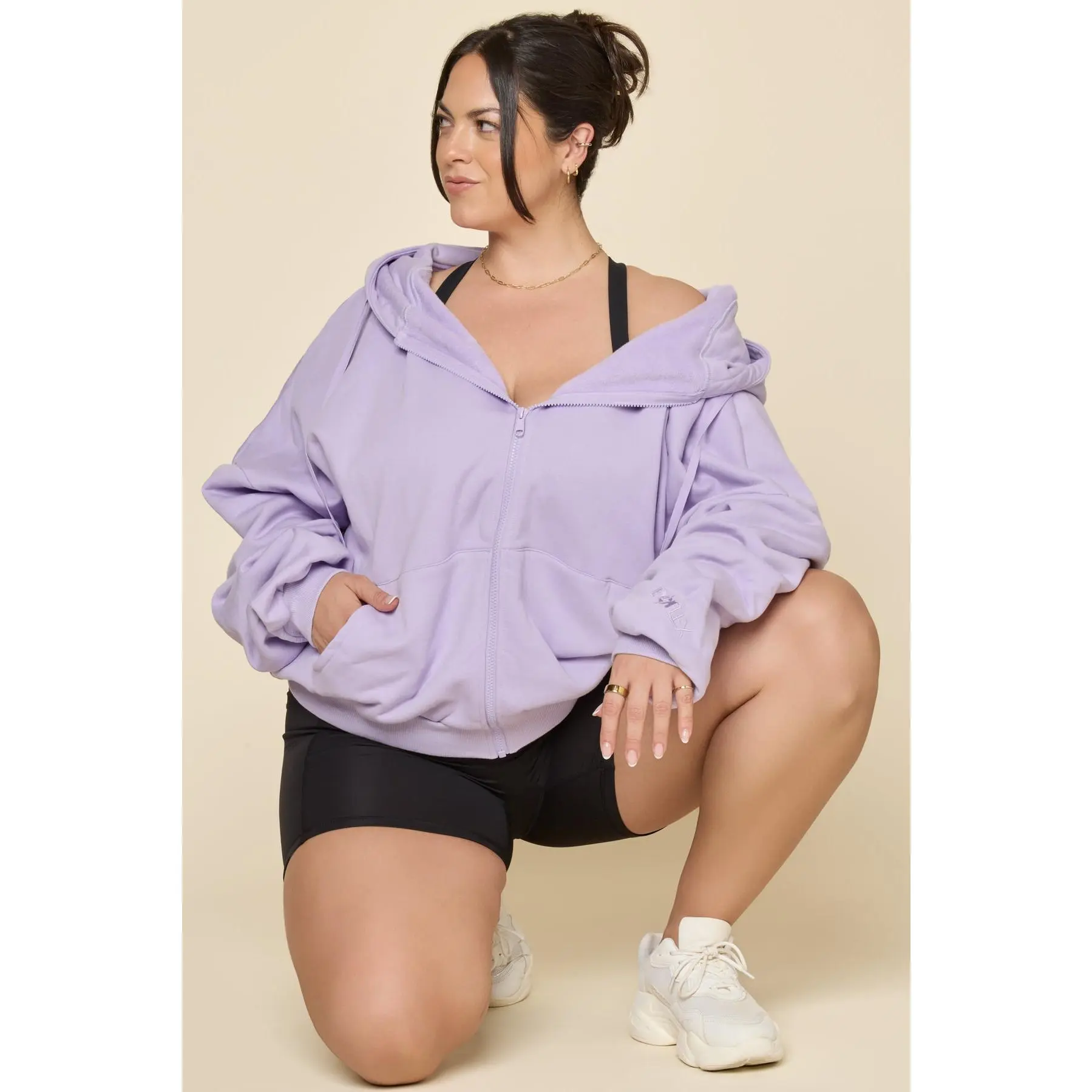 POPFLEX Women's Fuzzy Zip Cloud Hoodie - Digital Lavender, Tops for Women's Clothes