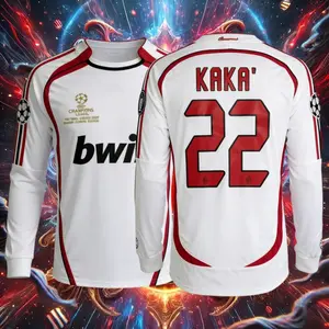 0607 Away Kaka 22 Champions League Soccer Long Sleeve Jersey
