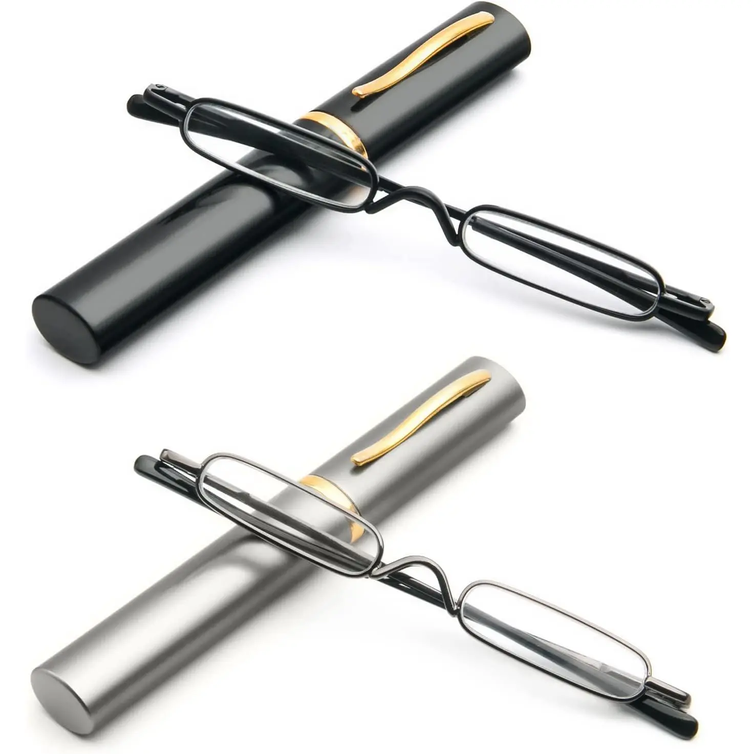 Women's Stainless Steel Mini Reading Glasses with Aspheric Lenses, Compact Small Pocket Readers, Portable Case Included