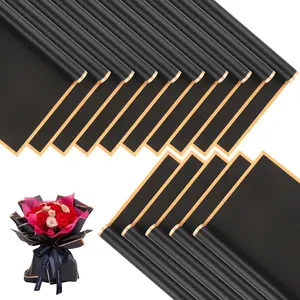 20 Pcs Floral Bouquet Wrapping Paper - 20 Sheets Waterproof Flower Wrapping Paper with Gold Edge - Korean Florist Bouquet Supplies for DIY Crafts, Packaging Bouquets, Wedding, Birthday Gifts - 22.8x22.8 inch -  Gift wrapping