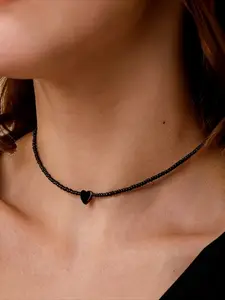 Fashionable and Elegant Black Bead Necklace, Women's Necklace, Simple Temperament, Party Vacation, Daily Versatile Necklace