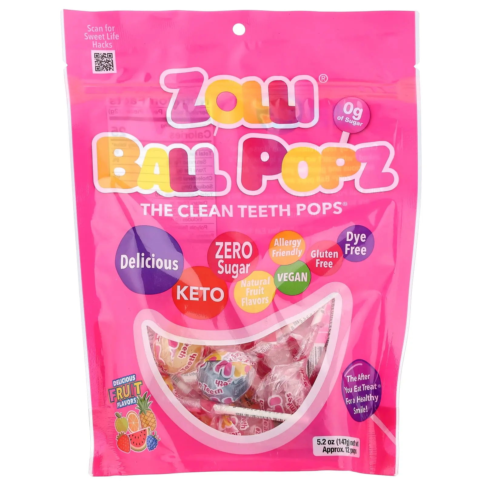 Zollipops Zolli® Ball Popz, Fruit, 5.2 oz (147 g) Zollipops Zolli® Ball Popz, Fruit, 5.2 oz (147 g)