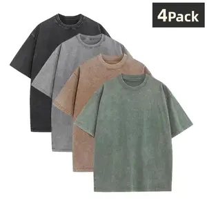 1/4 Pack Oversized Tshirts Unisex Gym Vintage Heavyweight T Shirts Cotton Workout Acid Wash Baggy Tees 230G HEAVYWEIGHT