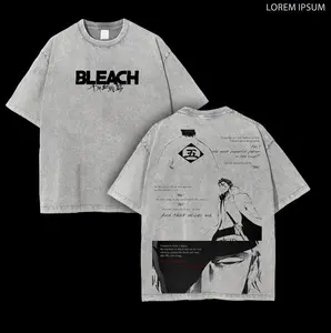 Sōsuke Aizen Bleach Anime Double Printed Vintage Washed Tee Unisex Oversize Anime Manga Washed Heavyweight Cotton T-shirt, Gift For Anime Fan, Anime Lover