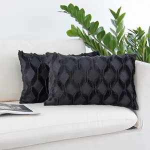 ONE 12''x20'' Luxe Textured Lumbar Throw Pillow 300g Insert Included Soft Diamond Weave Design Modern Couch & Bedroom Decor Pack of 1