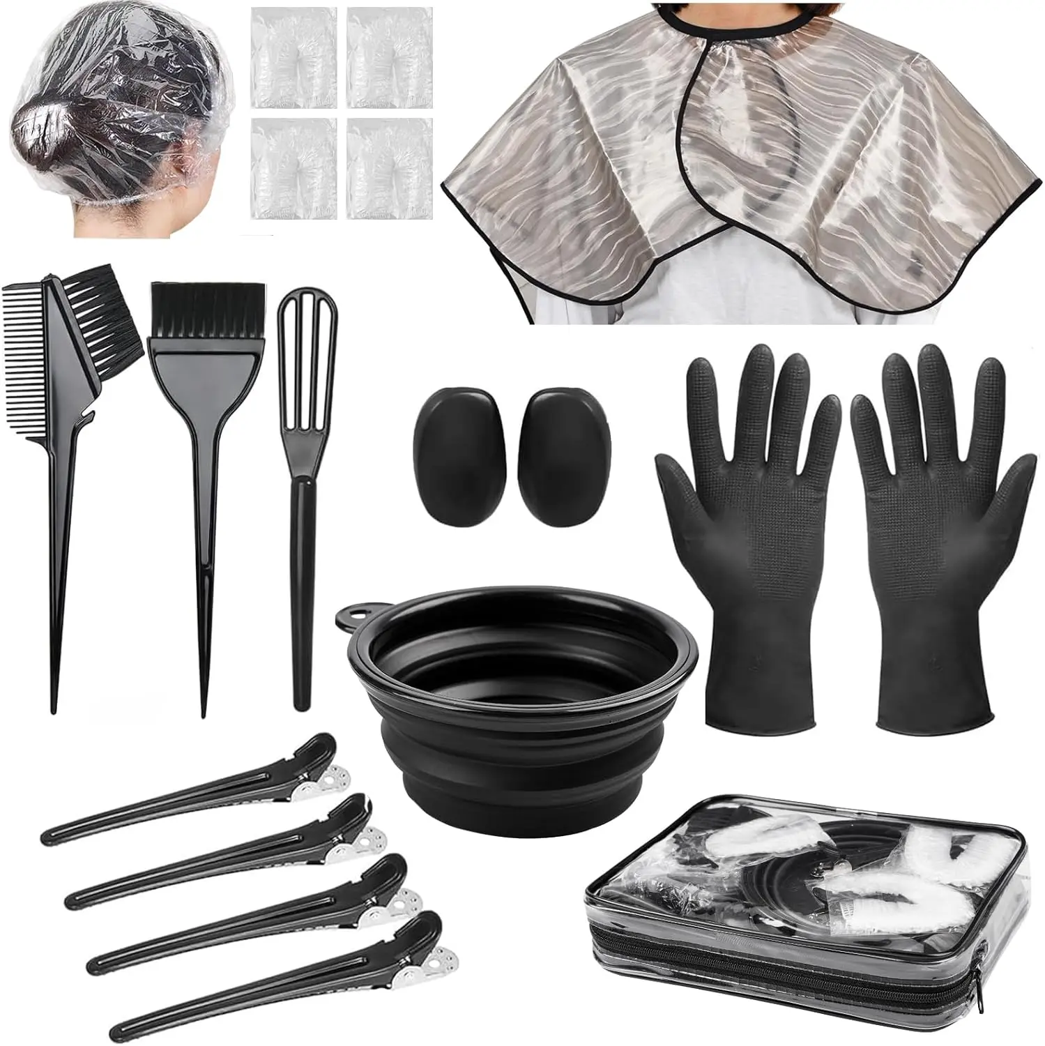 Xarchy 19 Pcs Professional Hair Bleach Kit Hair Coloring Products with Hair Dye Brush, Hair Color Bowl, Hairclips, Applicator, Earmuffs for Hair Highlighting and Hair Coloring at Home