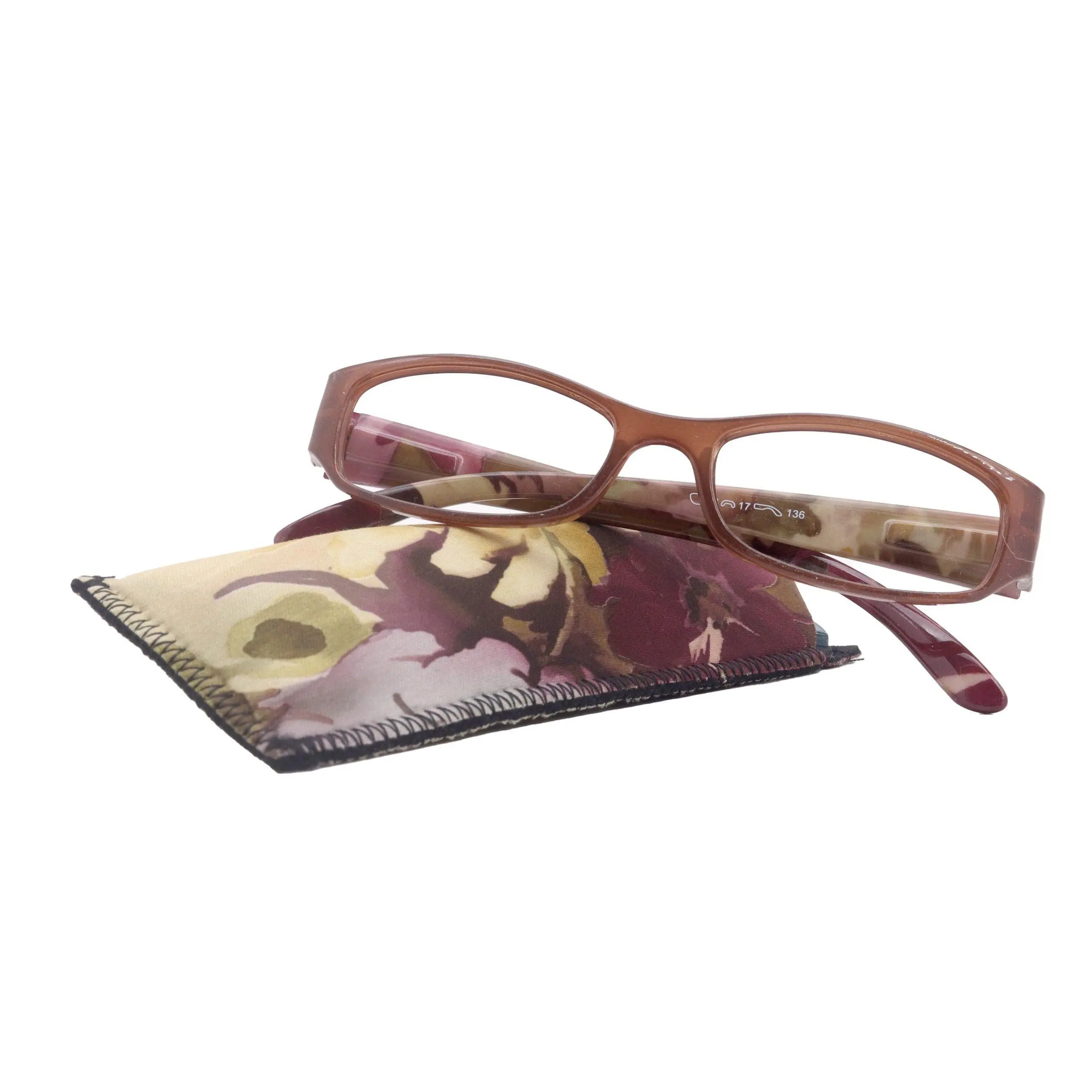 Rosie Premium Reading Glasses, Fashion Reader (Flower Brown) Print, Oval Shape +4  High Magnification, NY Fifth Avenue Unisex Lightweight