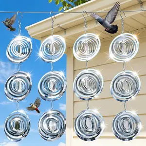 3D stainless steel reflector design this 2026 upgraded bird deterrents for outside features 12 pack of wind spinners outdoor decor as bird scare devices to keep woodpeckers and pigeons away from garden house and patio