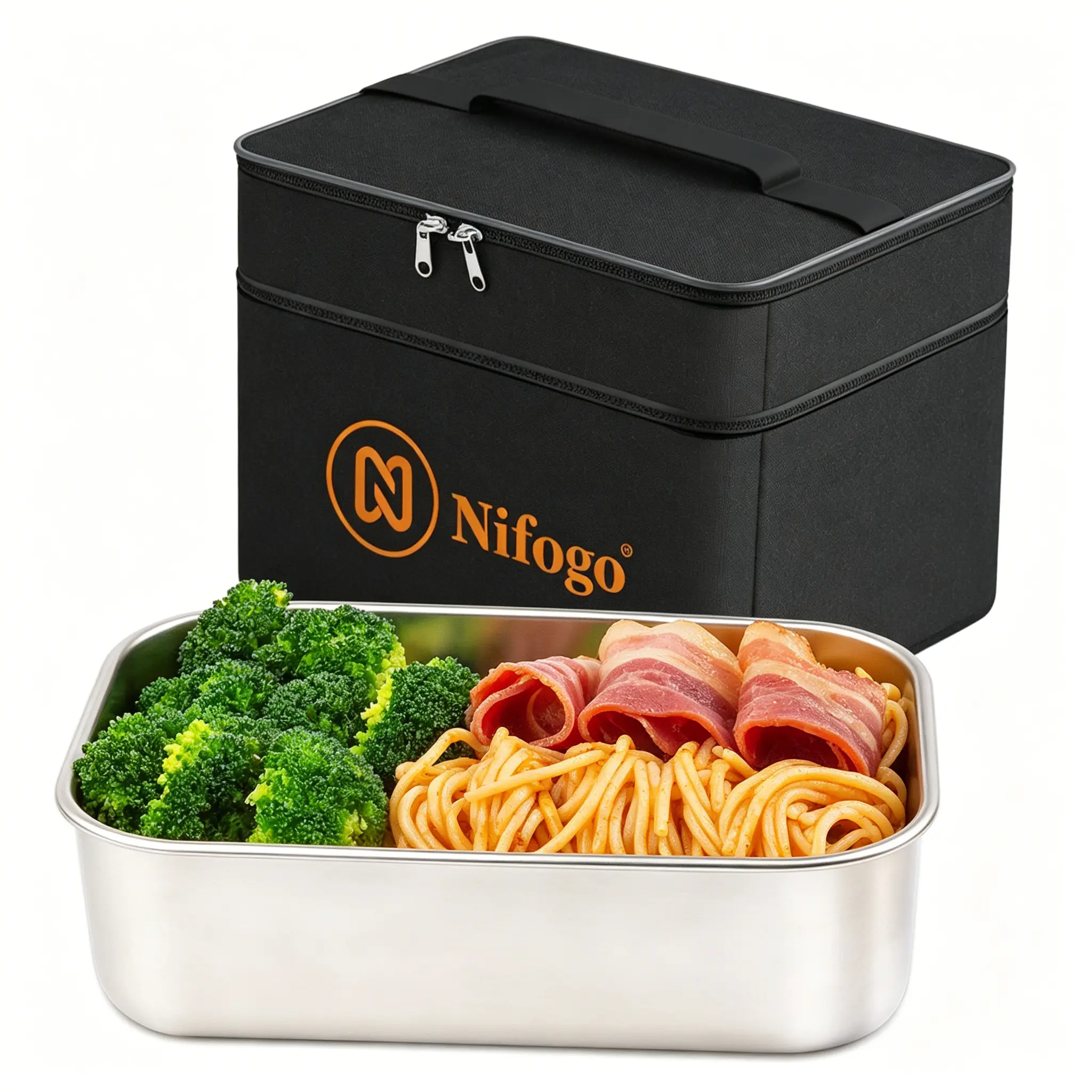 Heated Lunch Box for Men, Electric Food Warmer 110V Car 12V/24V, Leakproof Lunch Bag with Thermos Function, Loncheras Electricas para Calentar Almuerzo