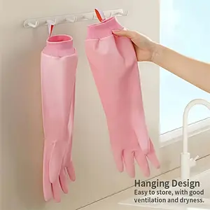 3 sets of PVC dishwashing gloves, thickened lining, threaded elastic cuff design, suitable for multi-purpose cleaning in homes and kitchens, bathrooms, yards, and toilets, household laundry and dishwashing gloves, car cleaning,