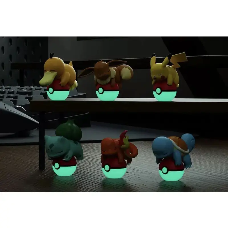 Pokémon Glow-in-the-Dark Poké Ball Ornament Figure Pikachu Eevee Bulbasaur Charmander Squirtle Psyduck Collectible Decor