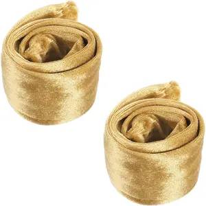 2.6ft Chandelier Chain Cord Cover, 2 Pcs Velvet Cloth Fabric Chain Sleeve Decorative Cord Covers for Chandelier Wires Swing Cable, Zipper Style, Gold