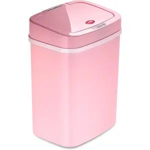 Pink 3 Gal 12 L Bedroom or Bathroom Automatic Touchless Infrared Motion Sensor Trash Can, ABS Plastic (Rectangular, Pink) Trashcan