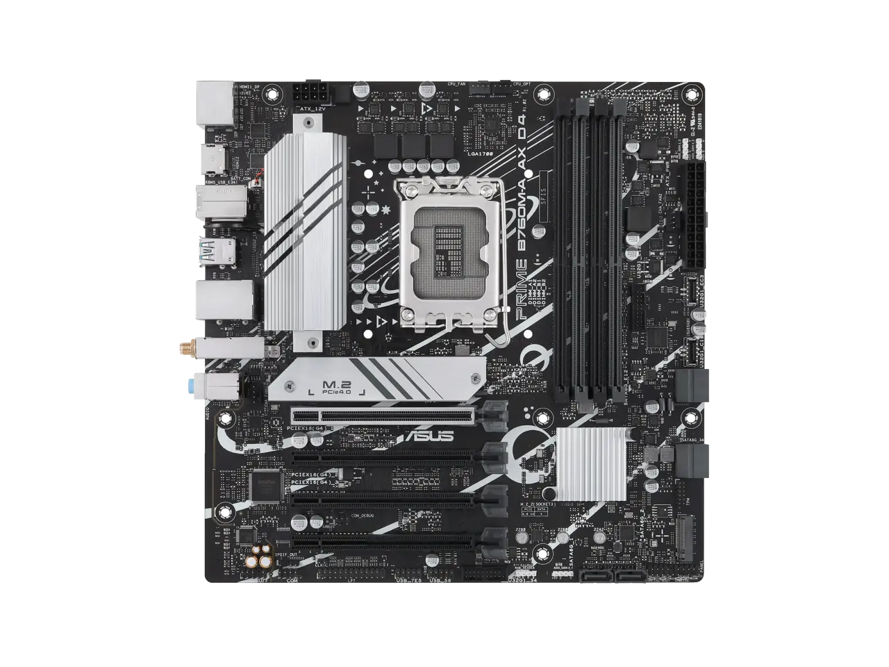 ASUS PRIME B760M-A AX D4 Intel B760 (LGA 1700)((13th and 12th Gen)  mATX motherboard, PCIe 4.0, two M.2 slots, Realtek 2.5Gb Ethernet, Wi-Fi 6, DisplayPort, Dual HDMI, SATA 6 Gbps, rear USB 3.2 Gen 2, front USB 3.2 Gen 1 Type-C, Aura Sync