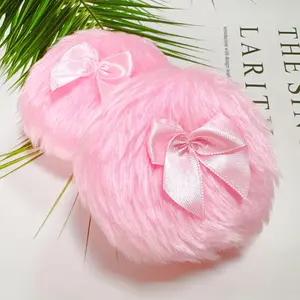 Large-sized fluffy makeup sponge - Ultra-soft and washable makeup sponge with a pink bow, suitable for face and body, can be used wet or dry, and is compatible with loose and pressed powder forms, Blending Beauty Sponge Makeup Puffs