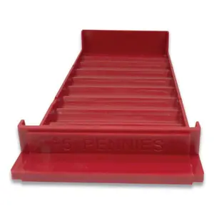 Controltek CNK560560EA Plastic 10-Compartment Red Coin Tray, Color-Coded Accounting Supplies, Office Stationery Supply