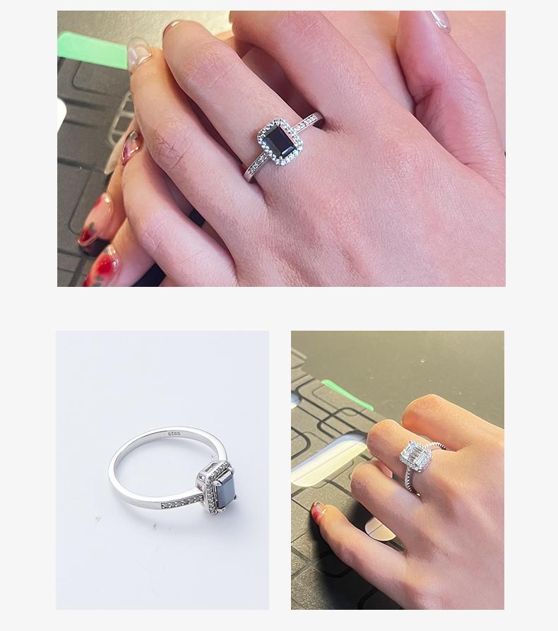 [Venus Jewelry] Synthetic Mossianite 1CT 2CT Radiant Embarld Shape Halo Design Silver 925  Ring