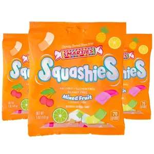 Smarties Squashies Mixed Fruit Flavor |Pack of 3| Gluten Free Candy | Peanut Free | Perfect for Birthday & Halloween Party Favors | 5 oz Candy Bags
