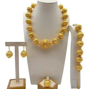 Filigree Gold Ball Set Pure Ethnic Luxury Statement Jewelry Necklaces Earrings Ring Bracelet Made For Your Big Day,summervibes
