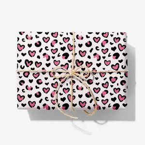 Leopard Print Hearts Gift Wrap  Luxury Valentine Wrapping Paper