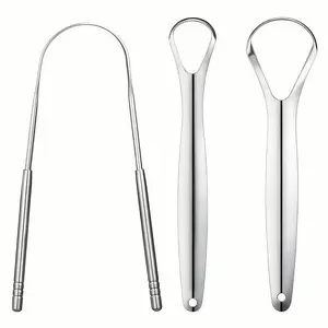 3 Counts Stainless Steel Tongue Scraper Cleaner Set, U‑Shaped Tongue Cleaners for Fresh Breath, Oral Hygiene Tool for Adults, Oral Hygiene Essentials, Tongue Scraping Tool