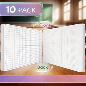 Essential for the start of school season, 10 piece A4 double-sided erasable fractional axis dot matrix grid PET whiteboard set, reversible math practice grid board, dual-use for home and school, essential teaching aids for teachers starting school