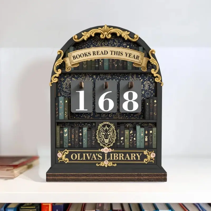 Wooden Vintage Book Reading Tracker, Track Up to 999 Books, Ideal for Book Lovers, Durable Wooden Design, Perfect Gift Idea, Book Accessories