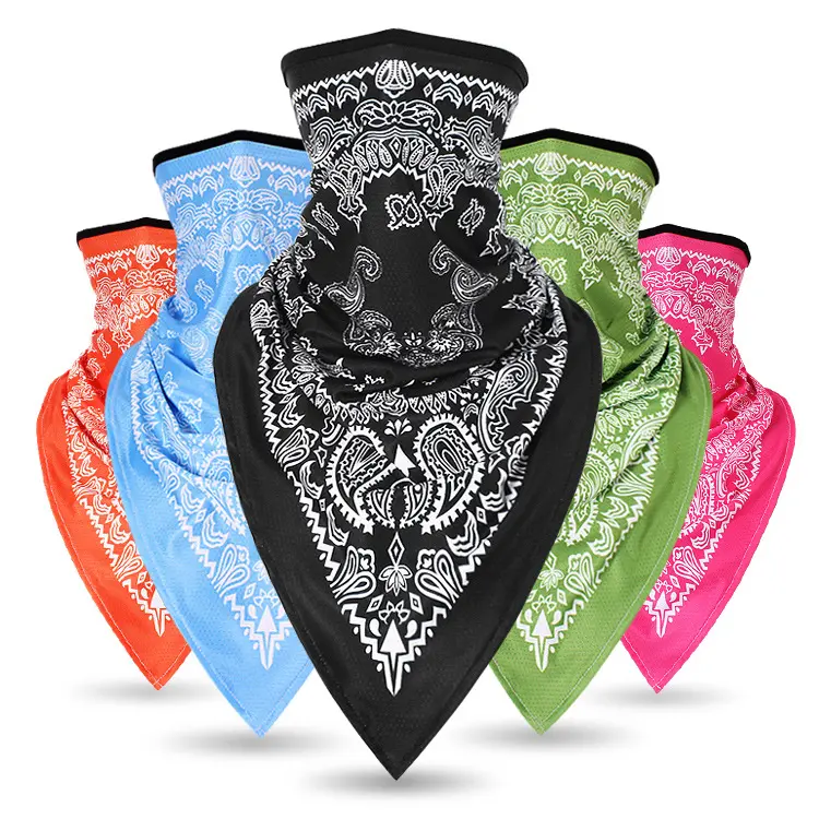 Male Neck Gaiter Headwear, Slip-Free Digital Paisley Print Ice Silk Triangle Scarf, Cooling UV Protection Face Cover for All Seasons Biking & Hiking, Cycling Face Cover, Outdoor Sports Mask