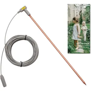 Grounding Rod with 40ft Wire, Connects Your Body to the Earth, Great to Use with Earthing Sheet, Grounding Mat, Pillowcase, Pad (Pure Copper)