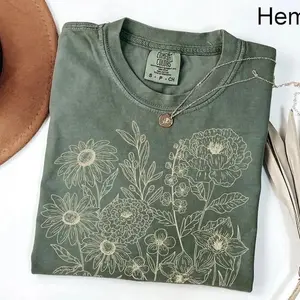 Comfort Colors Vintage Pressed Flowers Shirt, Boho Cottagecore Shirt, Botanical Floral Tee Wildflowers Shirt Gift for Gardener Floral Shirt - TrendWear USA