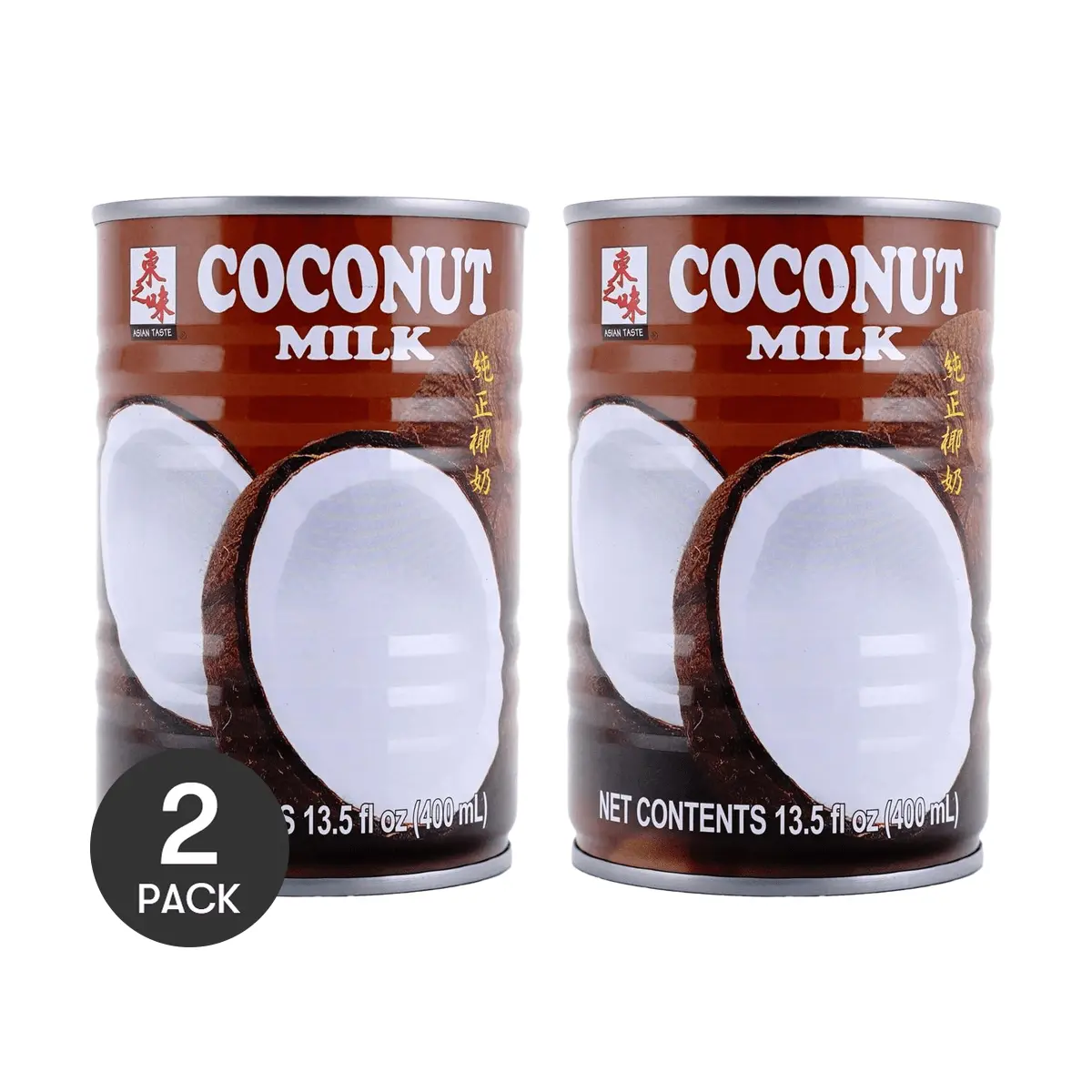 2 Pack ASIAN TASTE Coconut Milk 400ml - Premium Creamy Coconut Beverage for Desserts, Drinks, Baking & Thai Cuisine