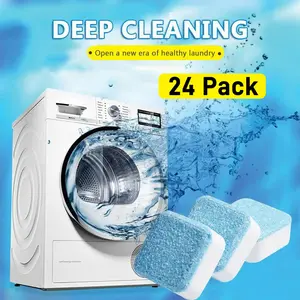 Washing Machine Cleaner Descaler 24 Pack - Deep Cleaning Tablets For HE Front Loader & Top Load Washer, Septic Safe Eco-Friendly Deodorizer, Clean Inside Drum and Laundry Tub Seal - 12 Month Supply