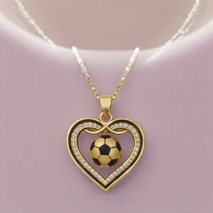 18k football necklace Soccer Ball Pendant Sparkling Stones
