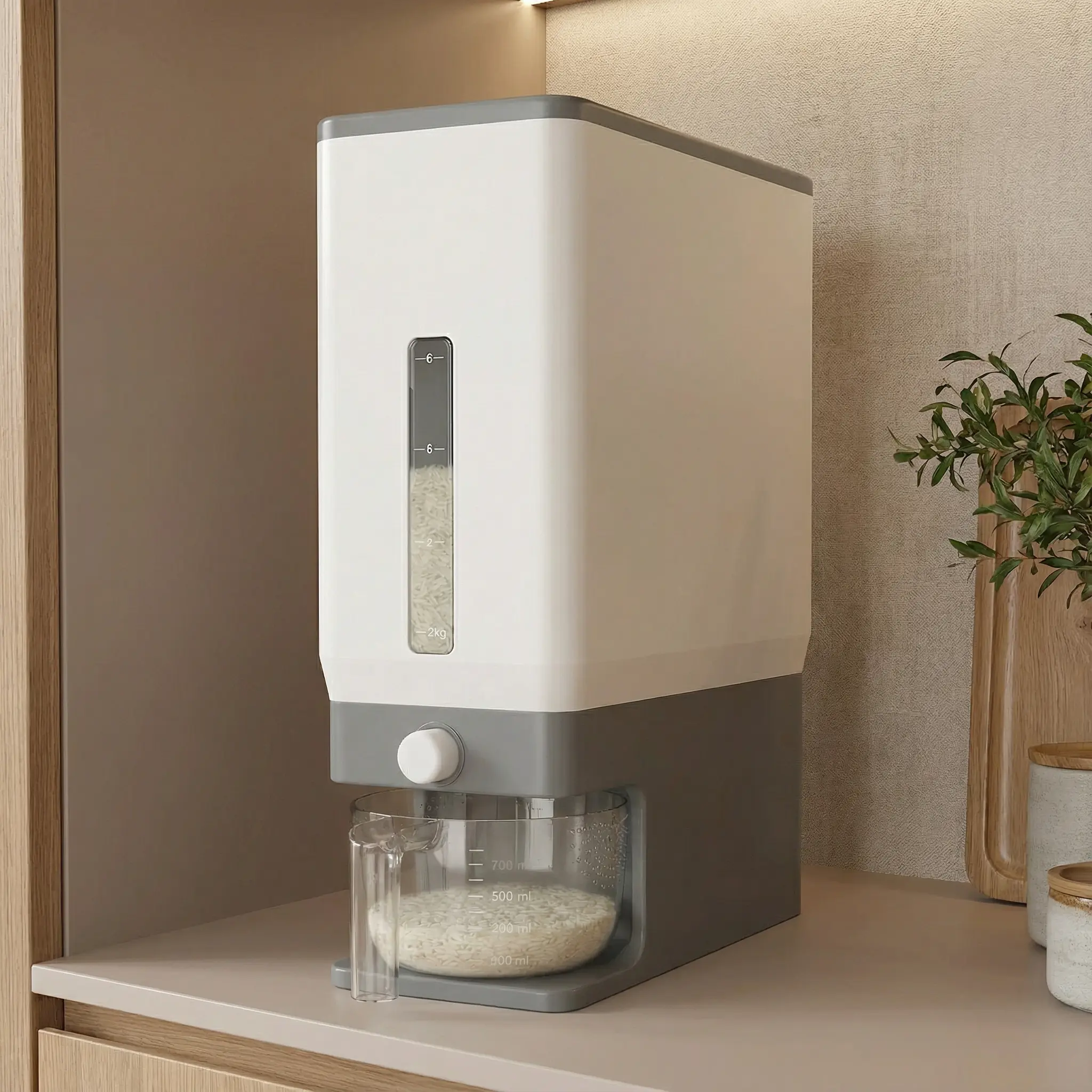 Lifewit Rice Container, Airtight Dispenser with Visible Barrel, Moisture Proof Storage for Grains, Flour, Soybean, Dry Food BPA-Free Utensils