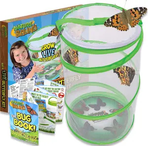 Nature Bound Butterfly Growing Kit - Live Caterpillar to Butterfly Project for Kids - Includes Voucher for Caterpillars, Green Pop-Up Enclosure, and STEM Learning Guide