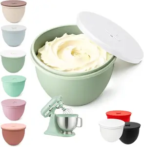 Silicone Bowl Liner with Lid for KitchenAid 4.5-Qt Tilt-Head Bowls Only, 2mm Extra-Thick Premium Silicone, Built-In Air Vent for Dough Proofing, Dishwasher Safe, BPA-Free