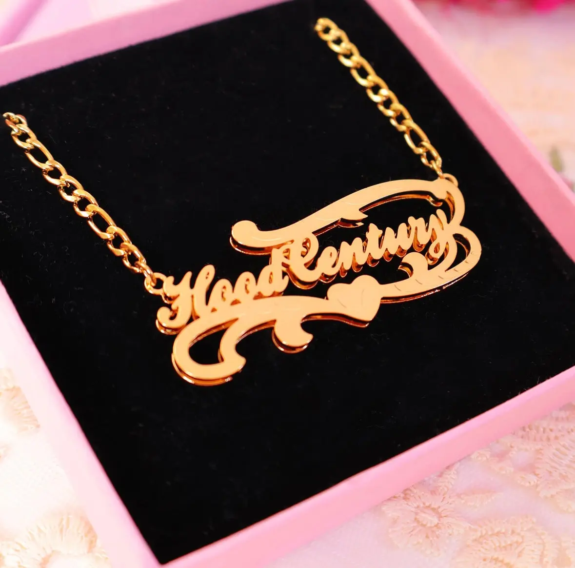 Custom Double Nameplate Heart Necklace, Fashion Costume Jewelry Accessory for Women