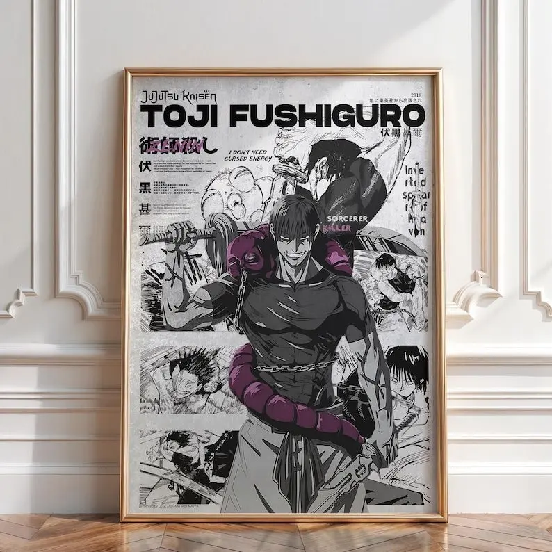 Jujutsu Kaisen Toji Fushiguro Anime Poster, Manga Wall Art Print Vintage Artwork Gift